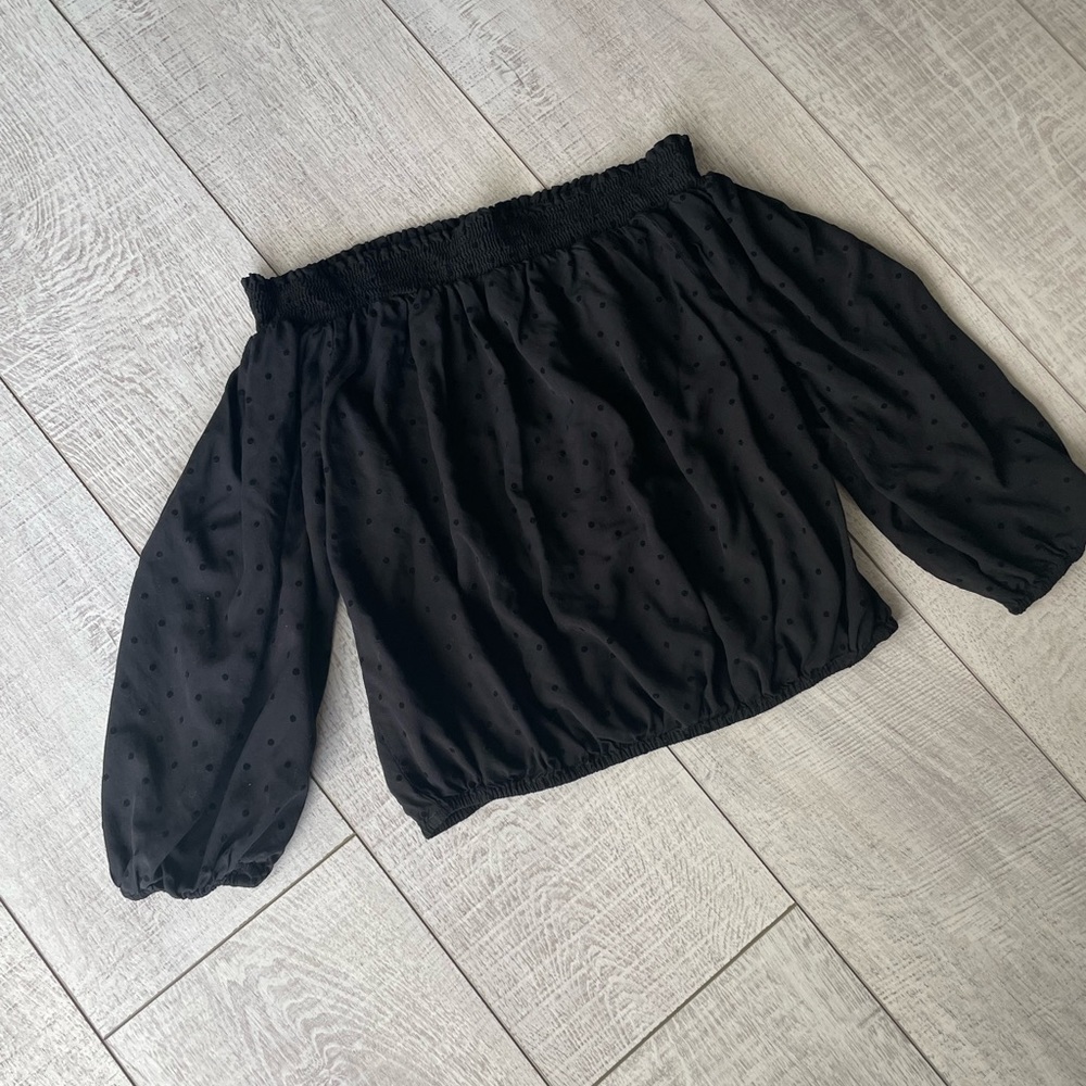Tommy Hilfiger off shoulder black dressy shirt